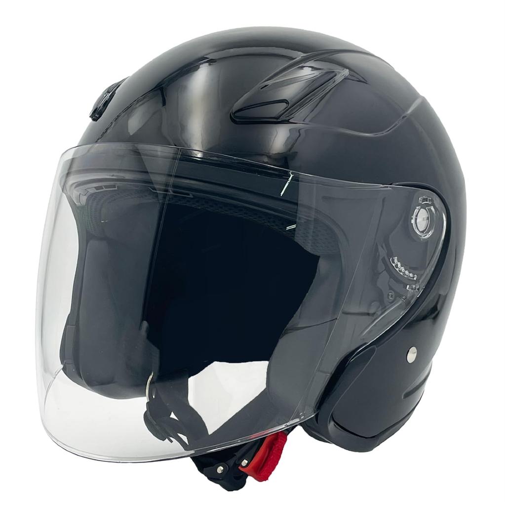 Yamashiro Мотоциклетный шлем-джет с открытым лицом для всех размеров интеркома L YH-004, шлем, щиток, двигатели, совместимый, черный, (59-60см)