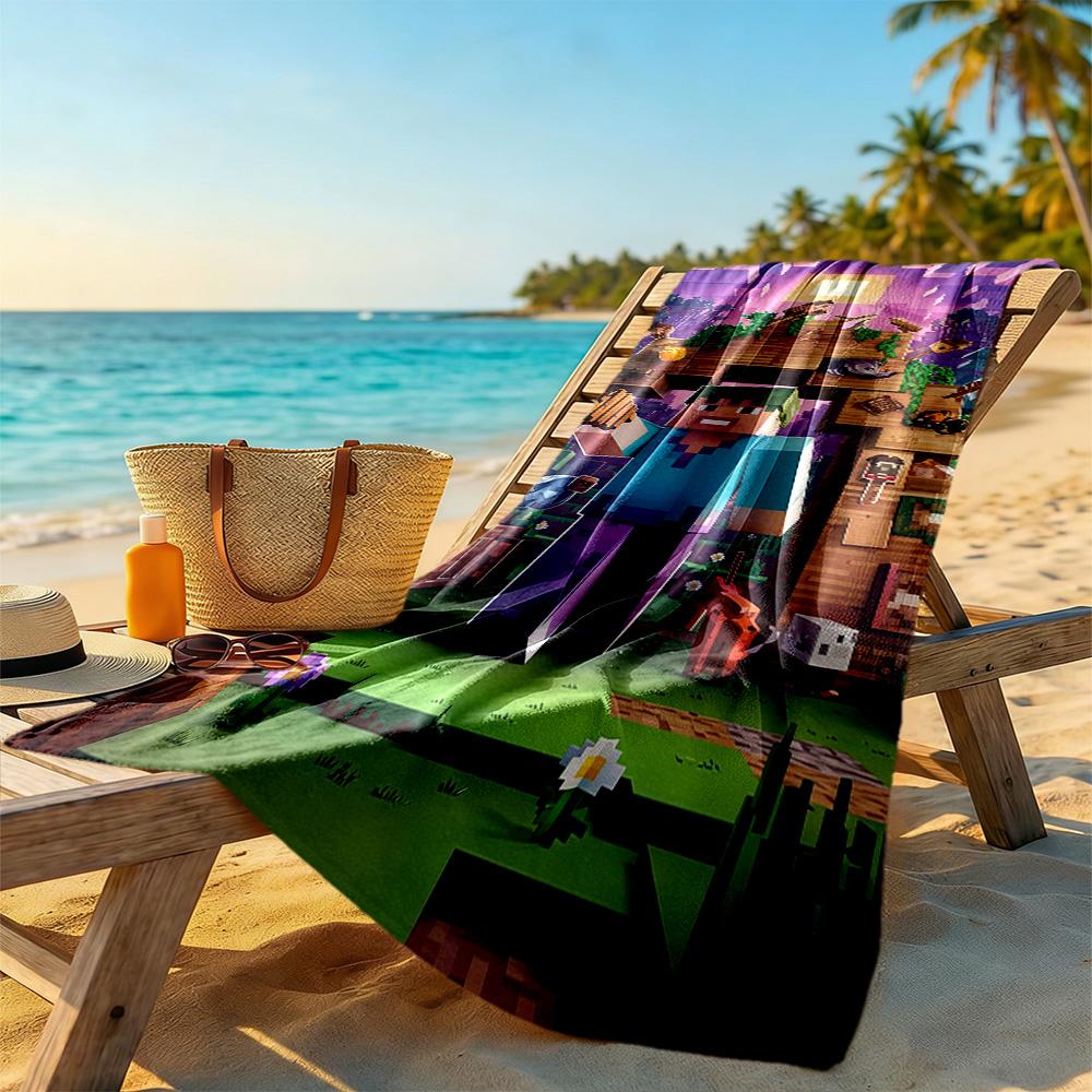 Minecraft Beach Towel Super Soft Microfiber Quickdry Fabric Comfortable Lightweight Perfect for Traveling Yoga Camping and Swimming