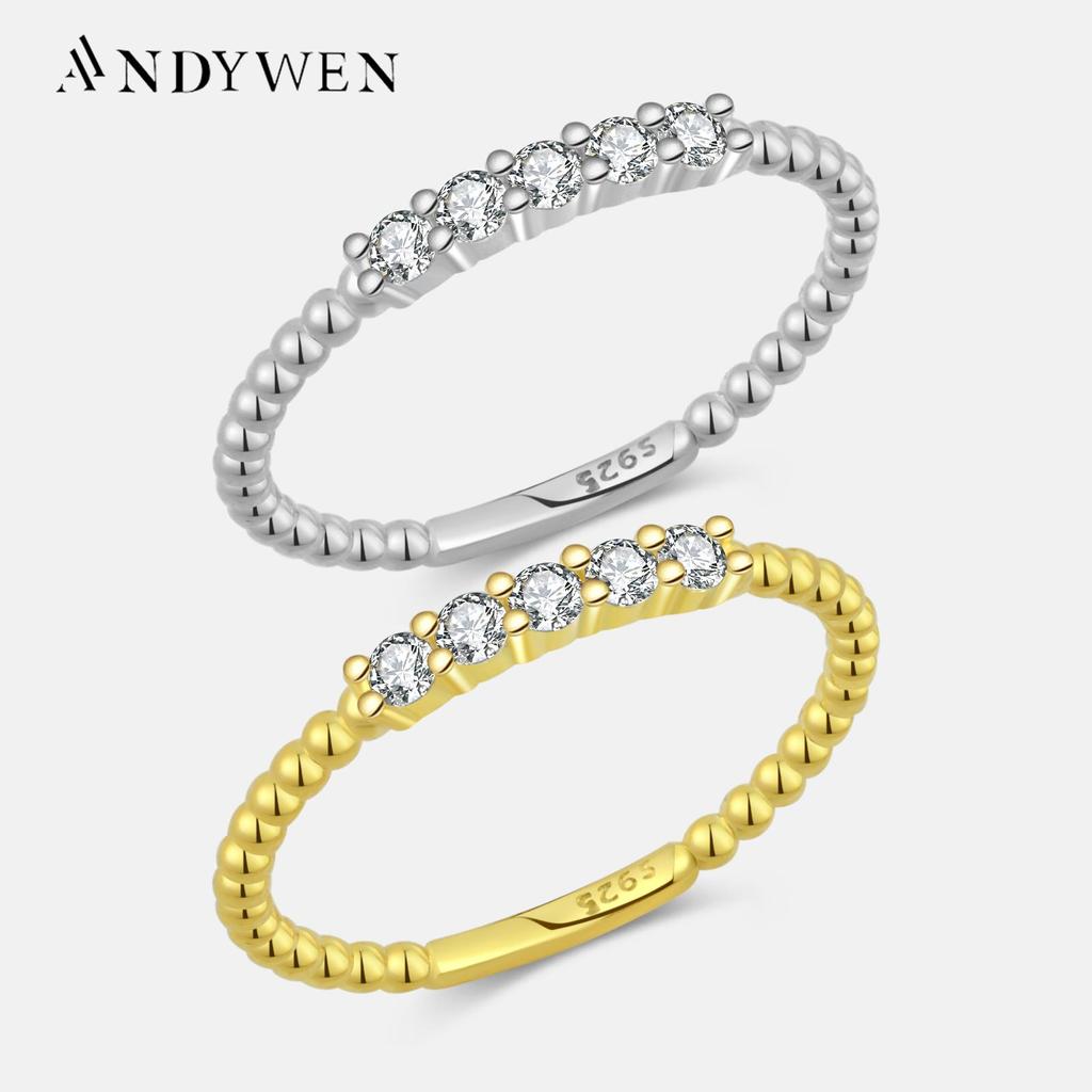 ANDYWEN 100% стерлингового серебра 925 пробы, размер от 5 до 9, цирконовые кольца с фианитами, женские роскошные изысканные ювелирные изделия 2023 года