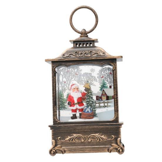 Рождественский фонарь с ретро-рамкой и встроенной елкой, снеговиком, оленем, статуэтка, работающая от батареек, ночник, настольное украшение