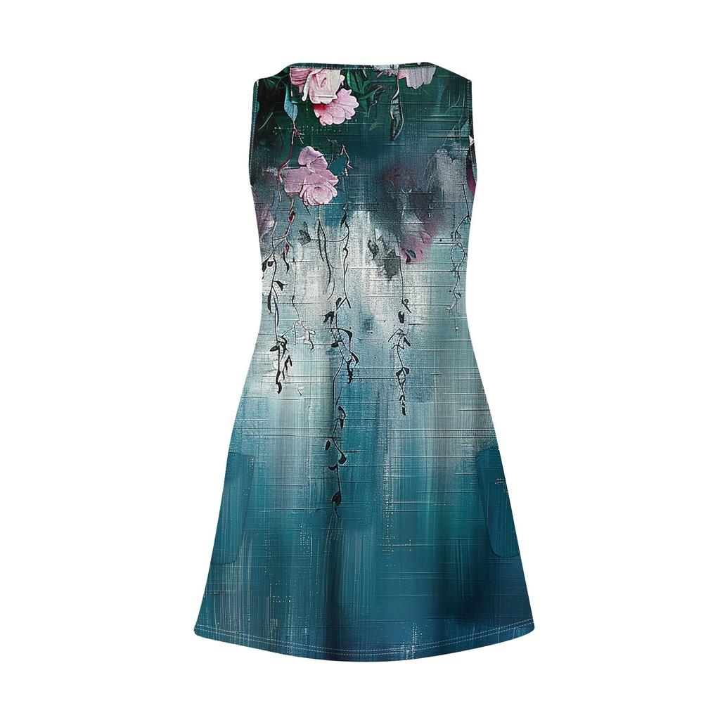 Женское повседневное летнее богемное пляжное платье с принтом и карманами, V-образным вырезом, платье-майка