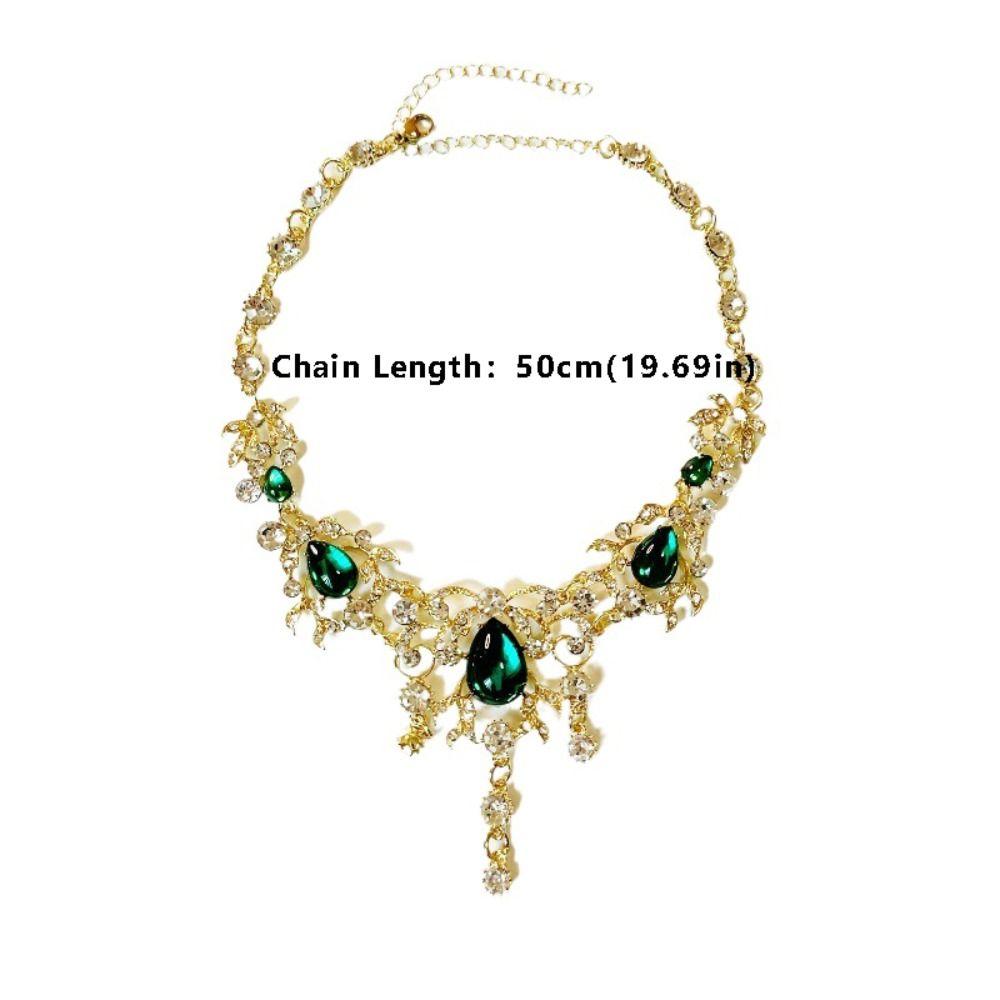 Korean Style Green Crystal Jewelry Set Multifunction Sparkling Necklace Women