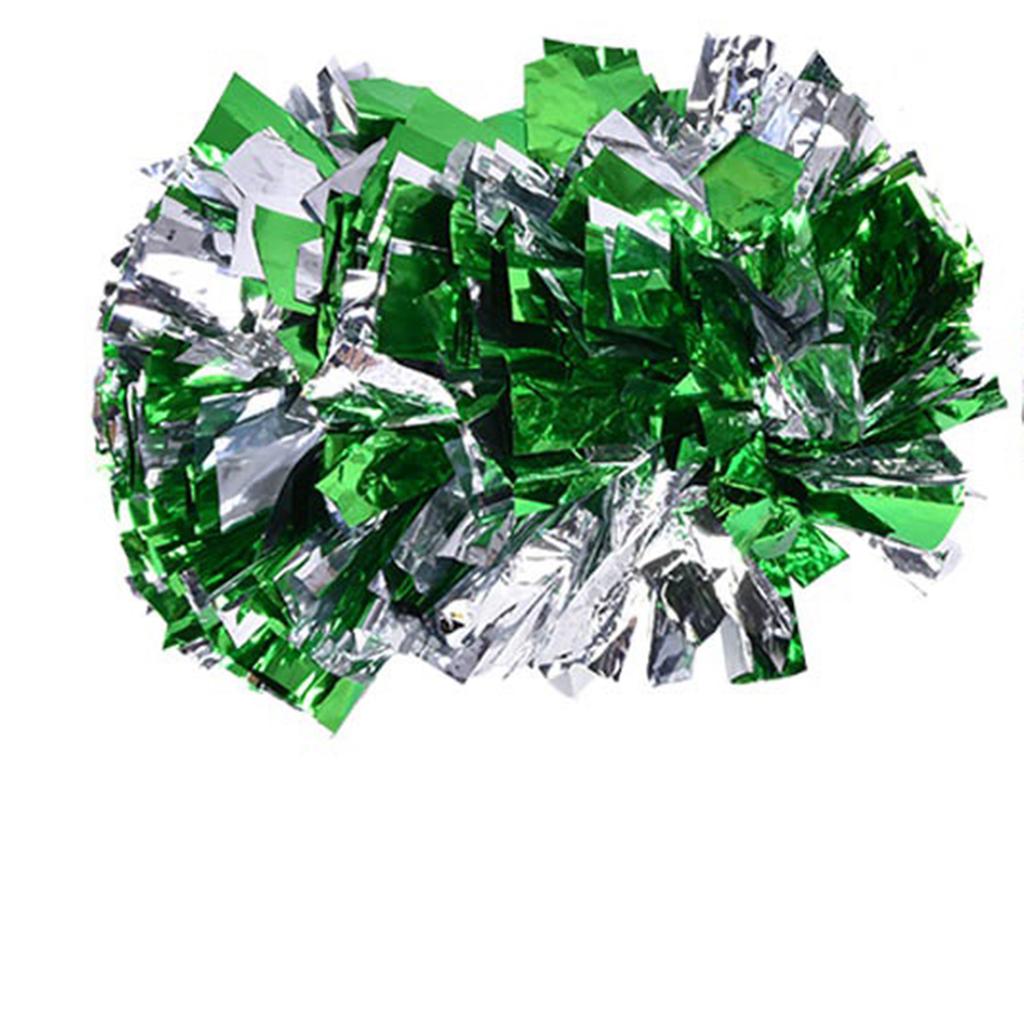 Помпоны для аэробики Cheerer Помпоны для танцевальной вечеринки Спортивные соревнования в школе (Зеленый Серебряный)