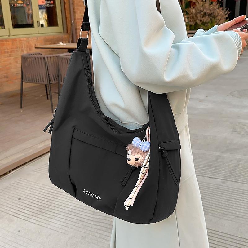 Женская сумка через плечо, большая вместимость, однотонная сумка-хобо