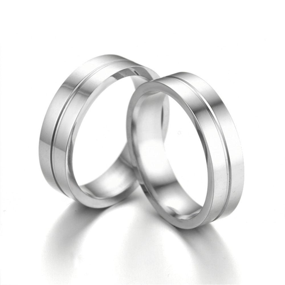 Cubic Zirconia AAA CZ Golden Silver 18K Gold Plated Stainless Steel Wedding Band Ring Couples Ring