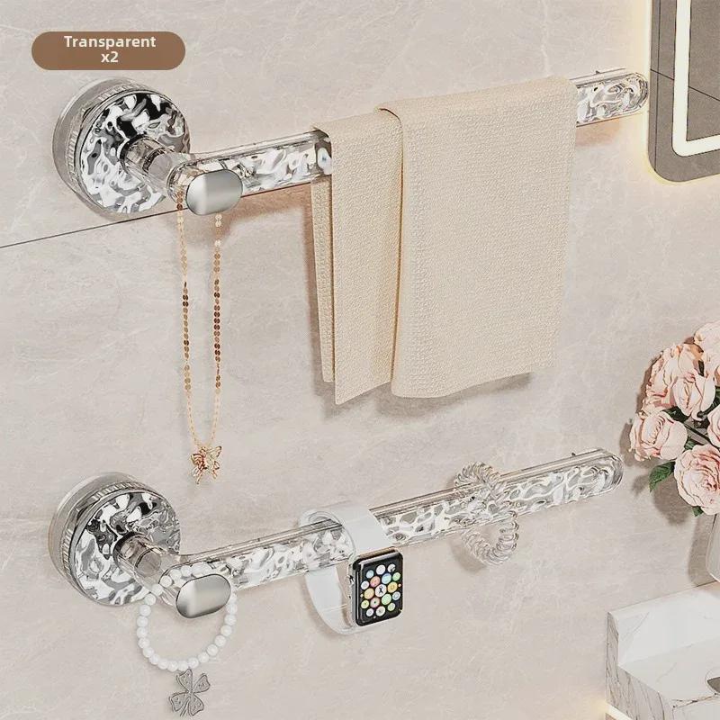 Настенная вешалка для полотенец с присоской без перфорации - одинарная штанга для ванной комнаты или туалета