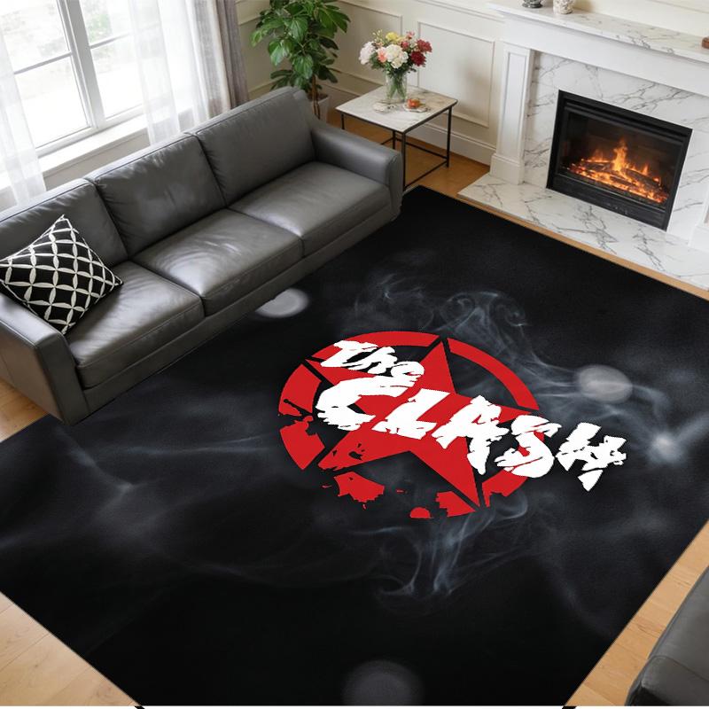 The Clash Print Crystal Velvet Plush Rug Wear?Resistant Anti?Slip Floor Mat For Indoor Household Decoration
