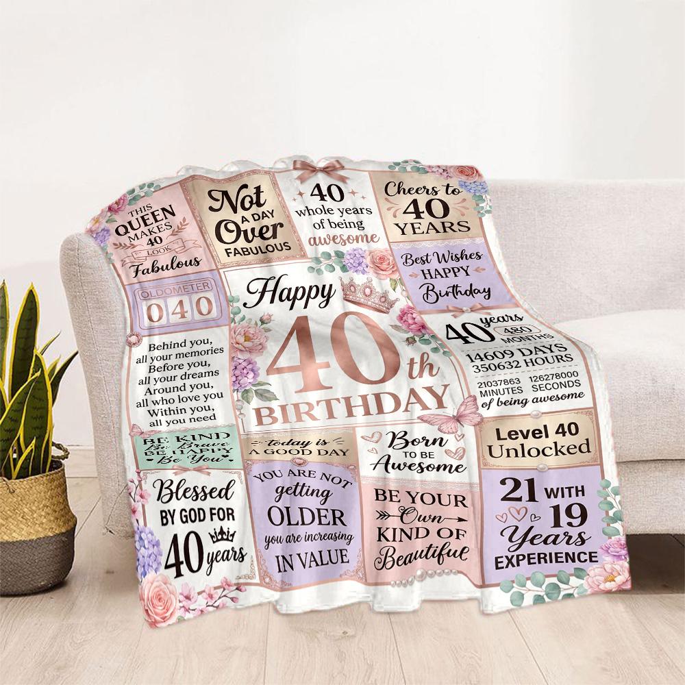 40th Birthday Celebration Flannel Blanket-Soft and Suitable for Sofas,Beds,Offices,Travel,All Seasons,Great Gift for Holidays and Birthdays.