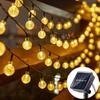 20/50/100 LED Solar String Lights, Warm White, Outdoor Crystal Globe Lights, Waterproof Solar Festoon Fairy Light For Garden