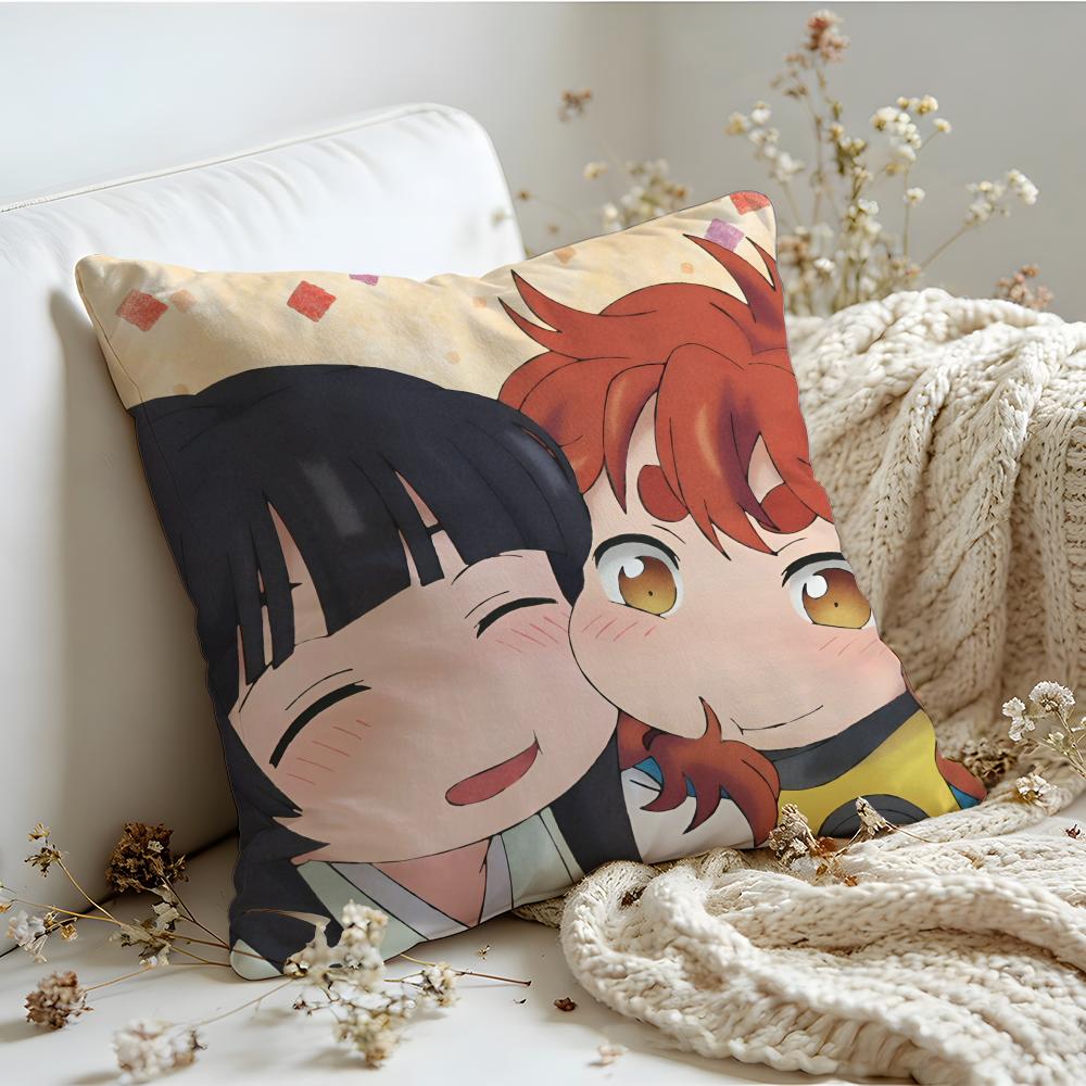 Cushion Cover Linen SkinFriendly Soft Decorative Case For Sofa Home Decor Kwaii Anime Hakumei And Mikochi Pillow cover