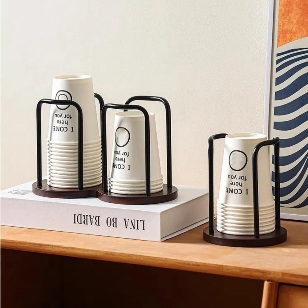 Desktop Disposable Cup Storage Holder with Longer Stick Mug Display Stand Paper Cup Shelf Home