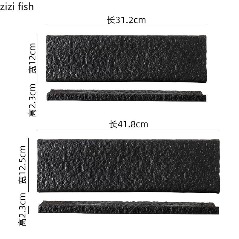 Керамическая длинная полоса с узором из камня, ресторанная тарелка для суши, десертная тарелка, тарелки для закусок, креативная посуда для молекулярной кухни