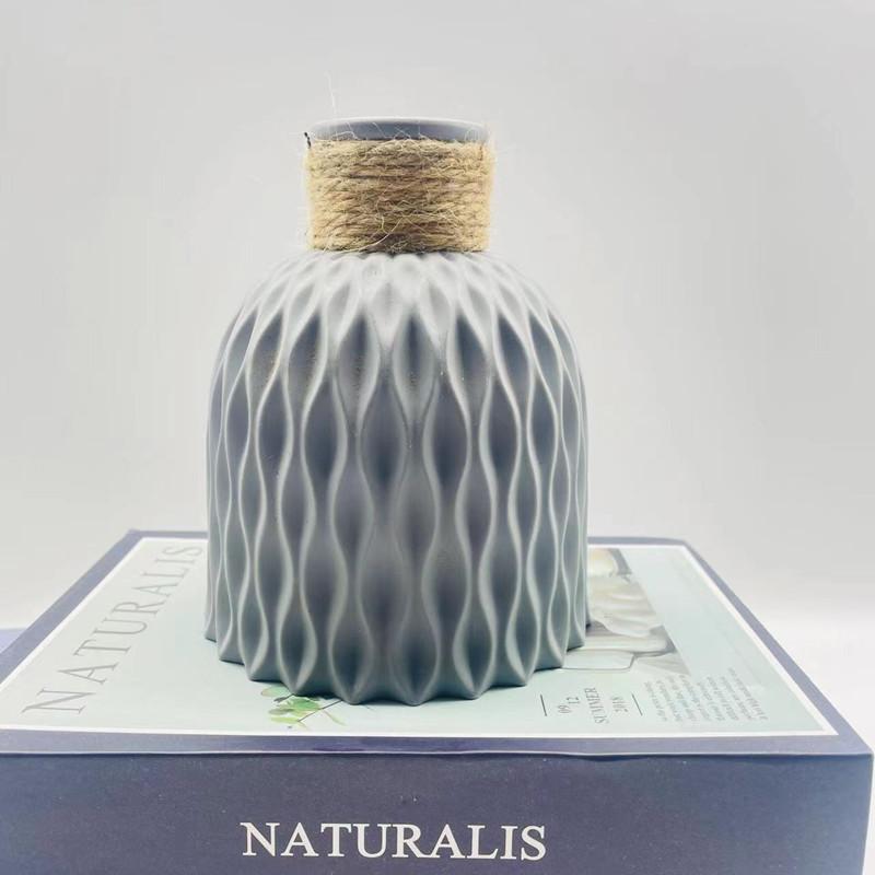 Пластиковая ваза для цветов в скандинавском стиле с узором в виде аргайла, цветочный горшок с текстурированной веревкой, декор для дома, композиция на стол на Хэллоуин