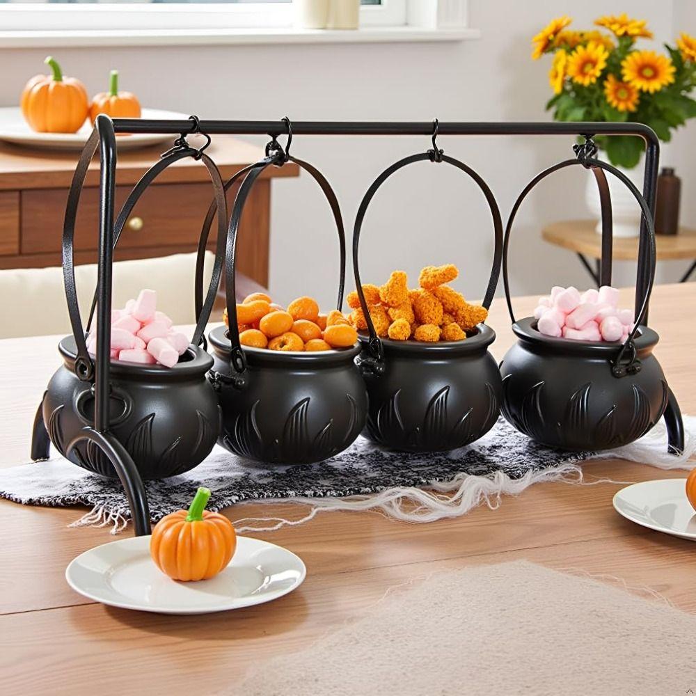 Reusable Halloween Cauldron Food Holder Hanging Cauldron Bowl Desktop Decor  Party Supplies