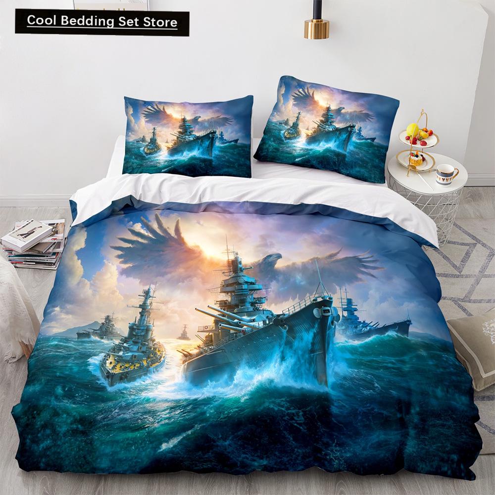 Vintage Sailboat King Queen Duvet Cover Nautical Ocean Bedding Set for Teens Adults Ship Fire Black 2/3pcs Polyester Quilt Cover