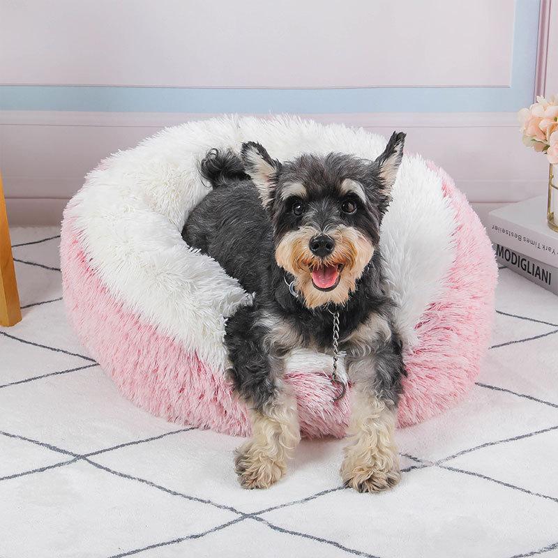 Donut Dog Bed для средних собак Мягкая кровать Домашние животные Круглые аксессуары Маленькая корзина Диван Корзины Для домашних животных Большие подушки Принадлежности для щенков Коврик для кошек