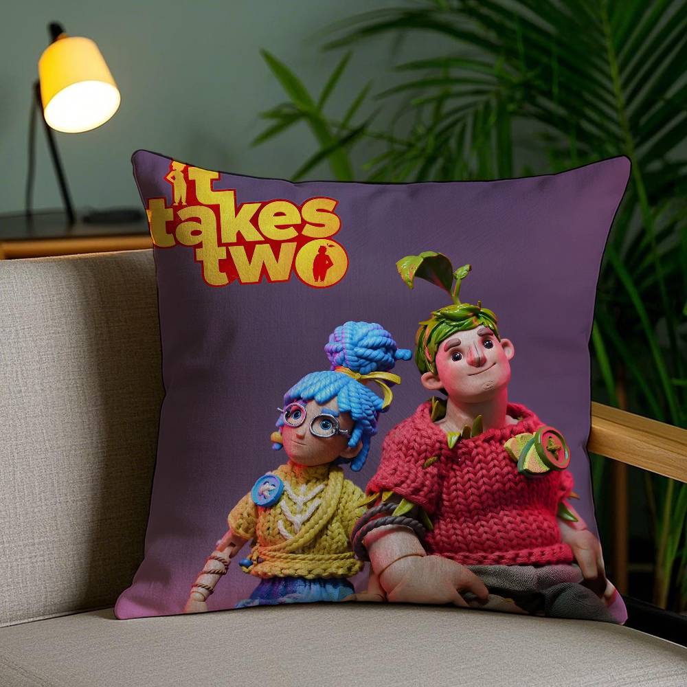 Pillow Case Game It T-Takes Two Sofa Short Plush Double-sided HD Printing Room Home Office Gift Cushion Cover