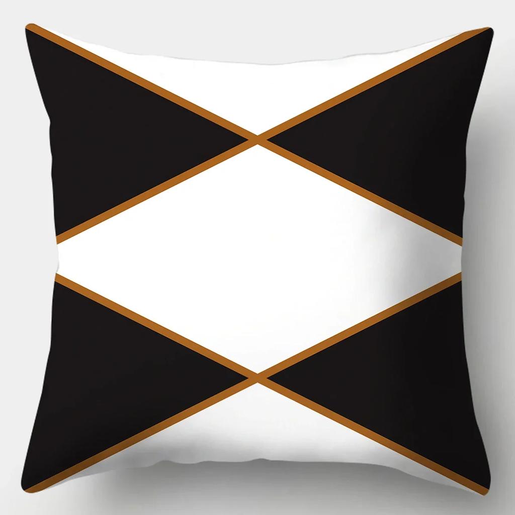Black White Modern Style Cushion Cover 45x45cm Polyester Decorative Pillow Cover Living Room Bedroom Sofa Bed Pillow Case