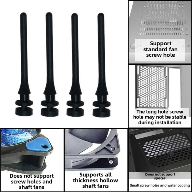 Резиновые заклепки Силиконовые амортизирующие прокладки для ПК-вентилятора 16 шт. Виброгасящие крепления для тихого охлаждения компьютера
