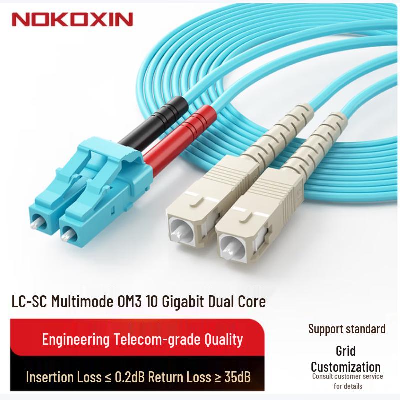 Nokoxin Telecom-Grade OM3 10Gb Multimode Duplex Fiber Optic Patch Cable