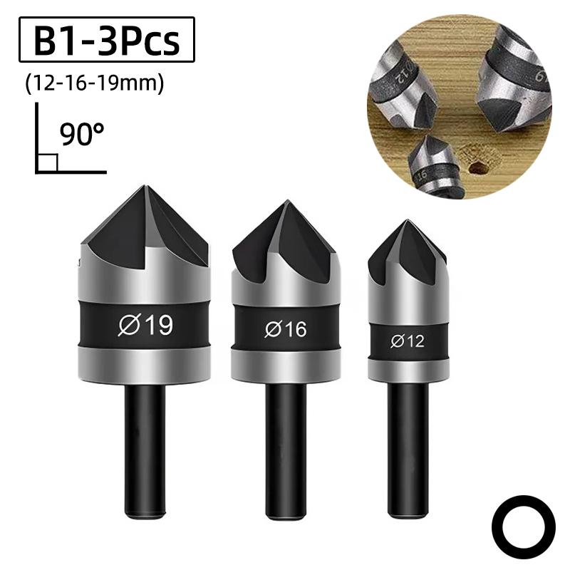 Набор сверл с зенковкой из титана HSS, фаска 1/4", шестигранная коническая фреза для дерева и металла, инструмент для снятия заусенцев и снятия фаски