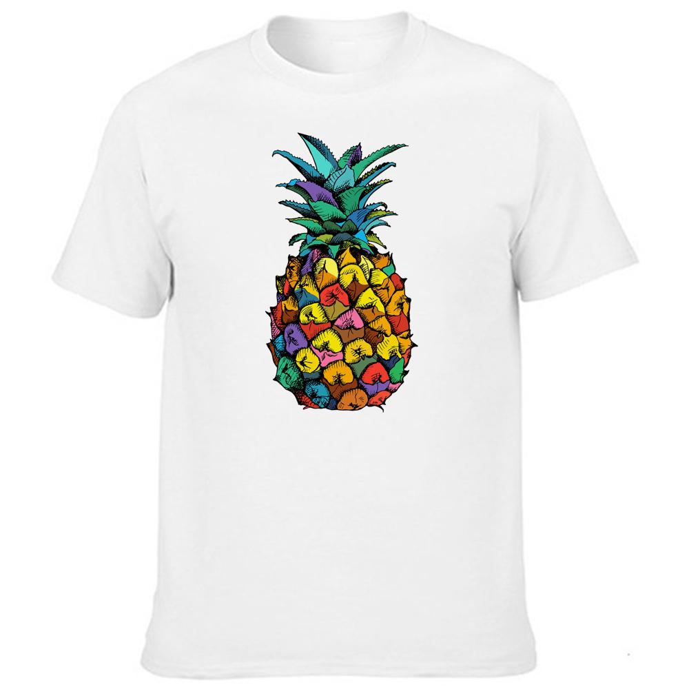 Men Clothes Pineapple Pizza Fruit Printed Funny Aesthetic Shirt Leisure Short Sleeve O Neck T
