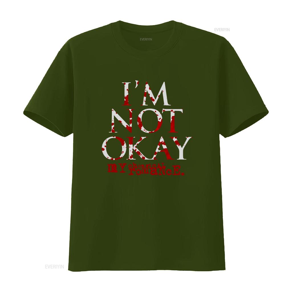 My Chemical Romance Im Not Okay Черная футболка Готический рок-группа Принт Идеально для фанатов винтажный Стиранный Дышащий Универсальный