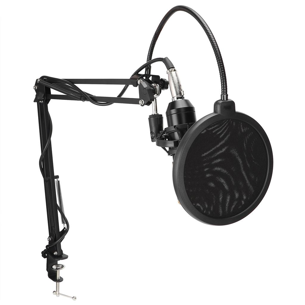 Комплект студийного микрофона с конденсаторным микрофоном и штангой с поп-фильтром для подкастов на ПК