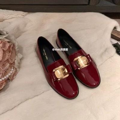 Новые красные туфли на плоской подошве, ленивые туфли с металлической пряжкой, на мягкой подошве, из маленькой кожи