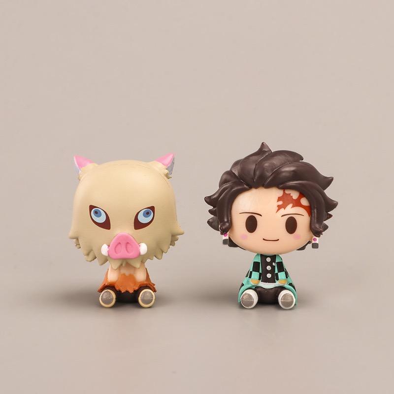 Japan Anime Q Version Figurine Tanjiro Nezuko Zenitsu Inosuke Mini Collectible Toy Cute Cartoon Desk Decor Gift