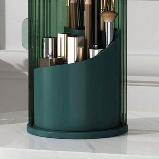 Вращающийся держатель для кистей для макияжа Скрытый держатель для зубных щеток с выдвижной крышкой Многосекционный пылезащитный органайзер для макияжа для туалетного столика в ванной