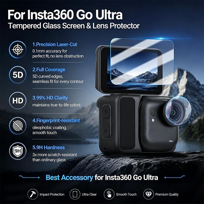 Защитные стекла для камеры Insta161 Go Ultra, устойчивые к царапинам, из закаленного стекла, защитная пленка для экрана объектива камеры