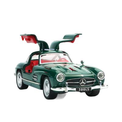 Масштаб 1/32 Классический автомобиль Mercedes Benz 300SL Сплавной автомобиль Литая модель Винтажные украшения для магазина Коллекционный орнамент Подарок для друга Мальчики