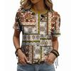 Round Neck Bohemian Style 3D Printed T-shirt for Summer Round Neck Short Sleeved Casual Women's T-shirts