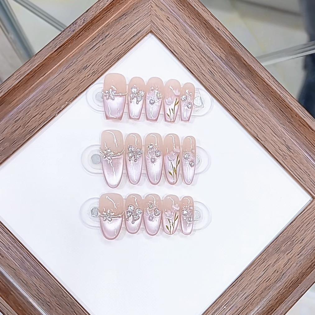 Плетеный вручную Броня Тюльпановый сад 2.0 Трехмерная расписанная вручную наклейка для нейл-арта в стиле кошачий глаз с тюльпанами