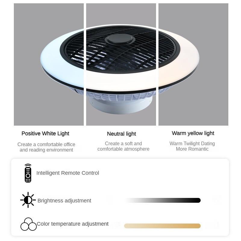 Бесшумная потолочная электрическая лампа-вентилятор, регулируемая скорость (шесть режимов), интеллектуальная подвесная лампа-вентилятор 47*19 см, встроенная лампа-вентилятор для спальни
