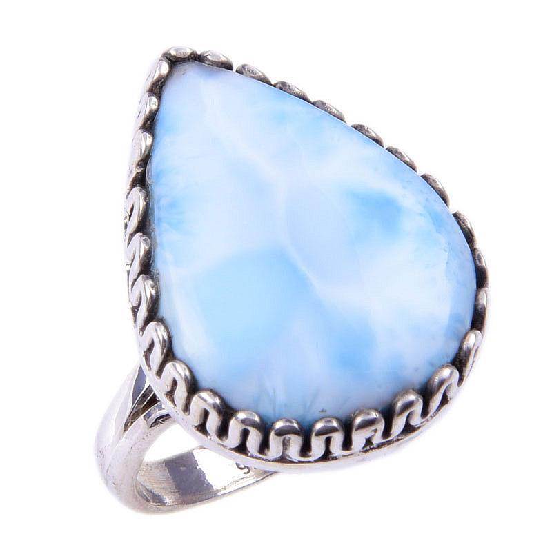 Натуральный камень ларимар Republic 925 пробы Solid Sterling Silver Подарочное кольцо S.6 o8c27
