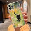 Чехол для телефона для iphone 17 Pro Air 17ProMax 16 15 14 13 Pro Max 16 15 14 13 Pro 15Plus Черный Кот Цветочный Арт