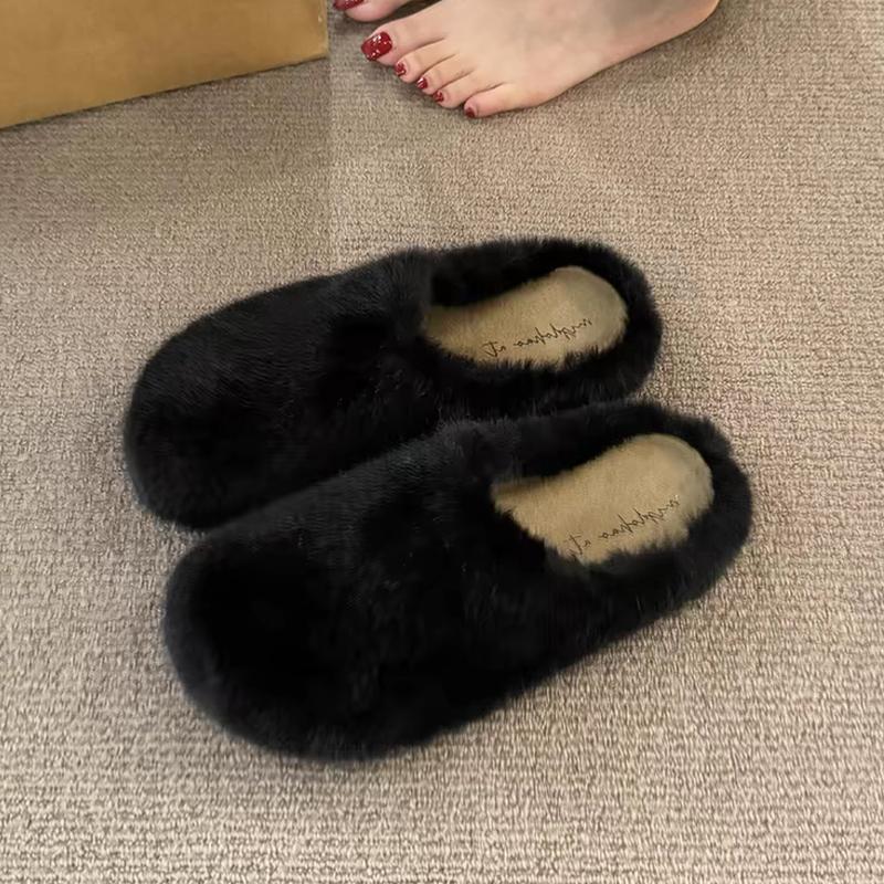 Леопардовый мех хлопковые тапочки зимние туфли на плоской подошве женские трендовые модные новые теплые повседневные удобные домашние туфли с открытой пяткой шлепанцы