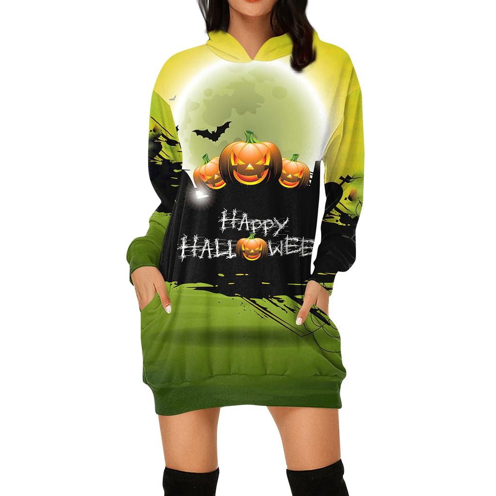 Women's Fashion Loose Casual Pocket Long Sleeve Hoodie Printed Sweatshirt Top