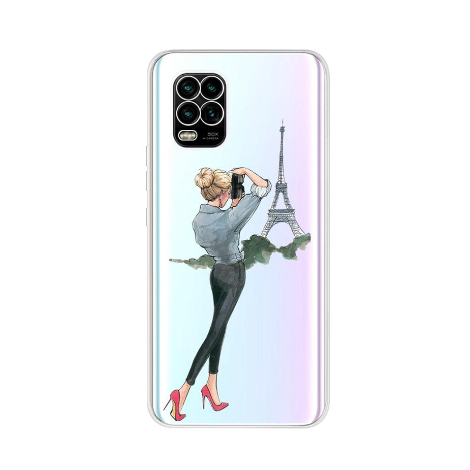 For Xiaomi Mi 10 Lite 5G Case Cute Cat Butterfly Soft Silicone Phone Cases For Xiaomi Mi 10 Lite 10Lite Back Cover Fundas Bumper