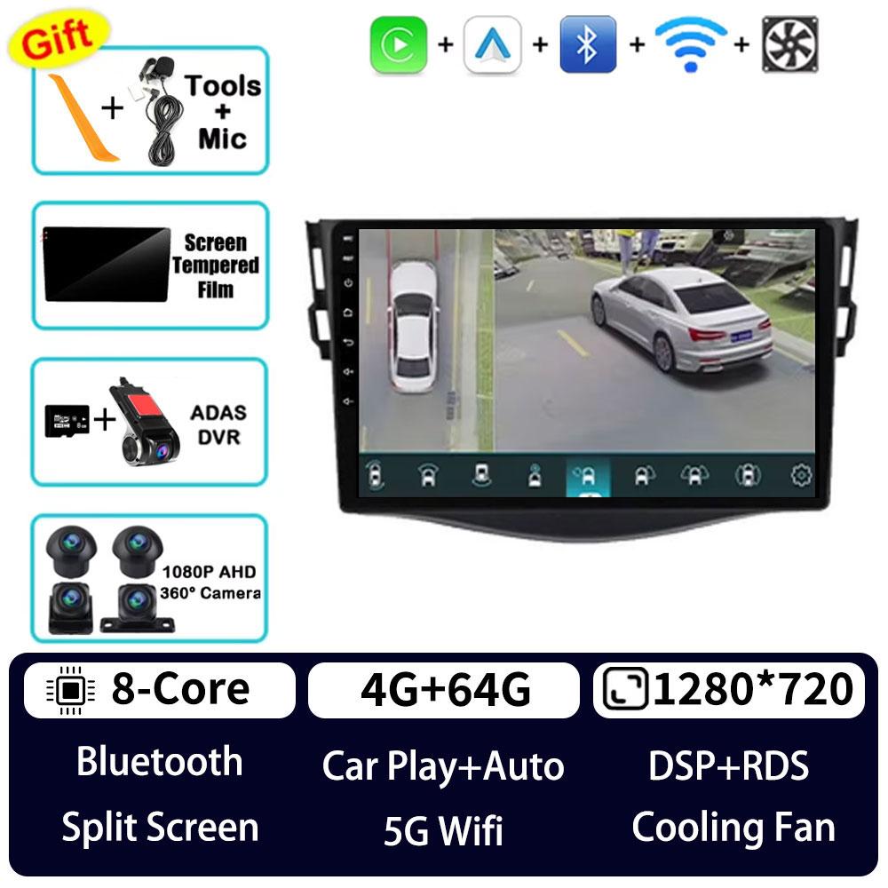 Autoradio Android 16 pour Toyota RAV4 3 XA30 2005 - 2016, lecteur multimédia GPS, unité principale Navi, Carplay sans fil, Auto DSP BT stéréo