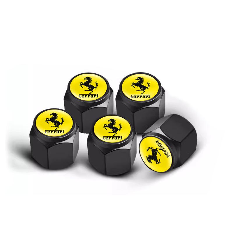 5Pcs Aluminum Alloy Car Wheel Tire Valve Cap Dustproof Cover For Ferrari Roma 488 Portofino F8 Spider SF90 488 612 F12 Accessory MQ4