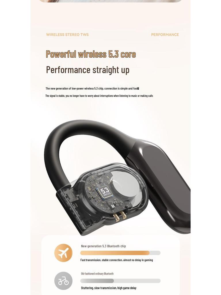 Новые беспроводные Bluetooth-наушники с костной проводимостью и креплением-крючком: Длительное время работы от аккумулятора, Конструкция с открытыми ушами, Спортивные OWS с функциями перевода