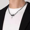 Black Gem Necklace Unisex Minority Design Multi-Layer Winding High-Level Sense Clavicle Chain Sweet Cool Necklace Jewelry