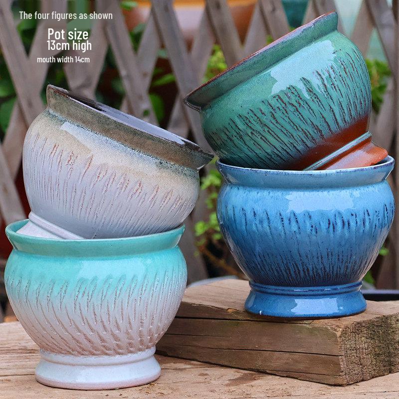 Large Handmade Coarse Pottery Plant Pot: Ceramic Orchid & Succulent Planter, Bougainvillea Zisha Jar.
