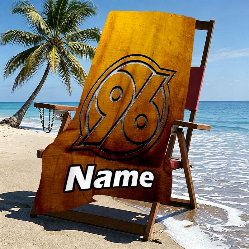 Custom Name Personalized Hannover 96 Football Print Beach Towel, for Trip Camping Beach Party Home Decor, Birthday Gift for Family & Friends