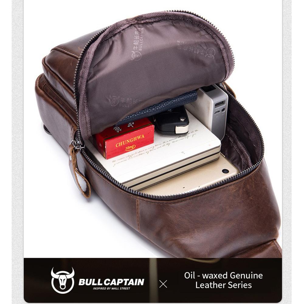 BULLCAPTAIN Универсальная мужская нагрудная сумка из натуральной кожи - модный кроссбоди-слинг для спорта и повседневной носки