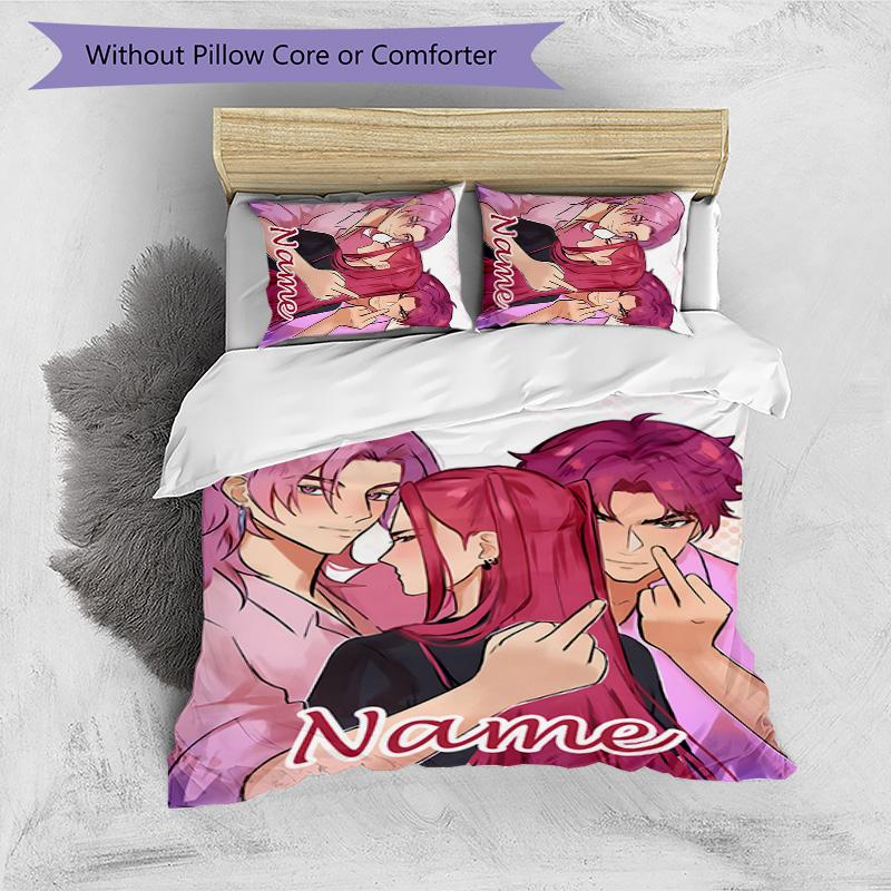 3pcs KPop Demon Hunters16 Cover Set - Personalized Name, HD Printed Bedding with 1 Cover and 2 Pillowcases - Perfect for Home Decor, Easy Care