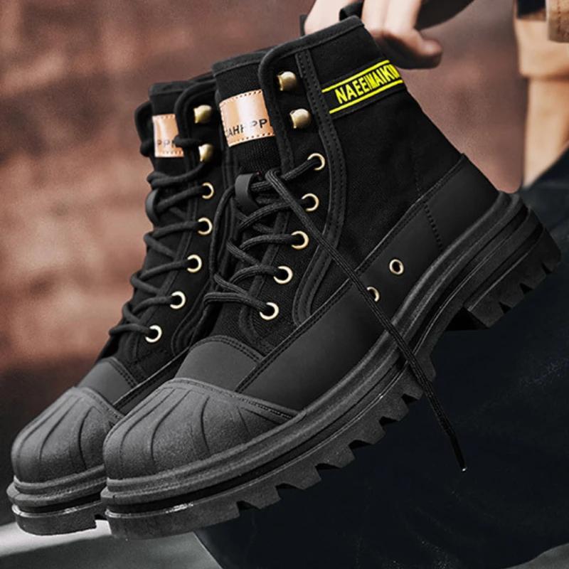 Boots Men's Shell Head Workwear Boots Men's Autumn and Winter Canvas Men's Boots 2025 Trendy Boots